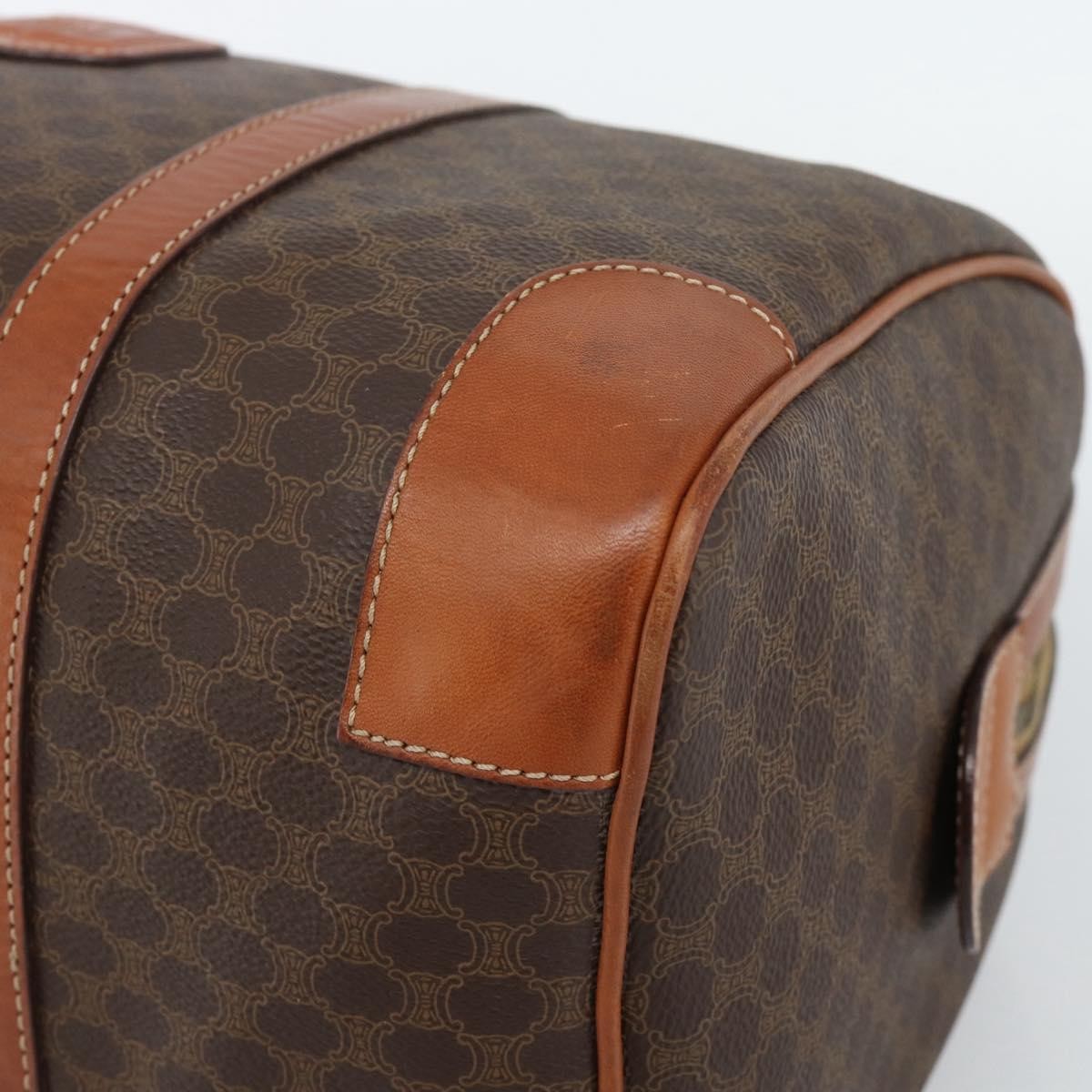 Celine Vintage Macadam Boston Canvas And Leather Brown Canvas Handbag (Pre-Owned)