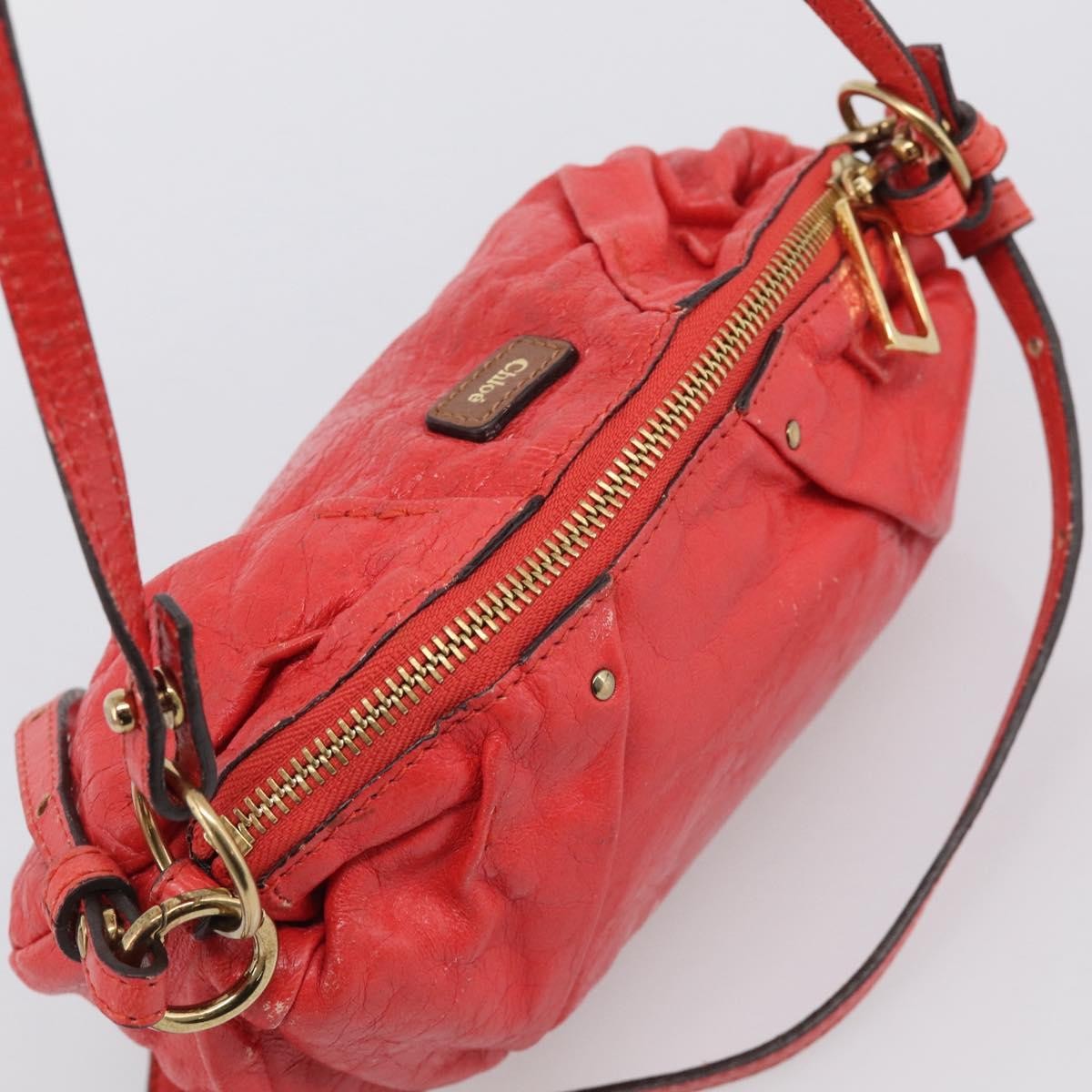 Chloe 2Way Shoulder Bag Leather Red Leather Shoulder Bag Bag (Pre-Owned)