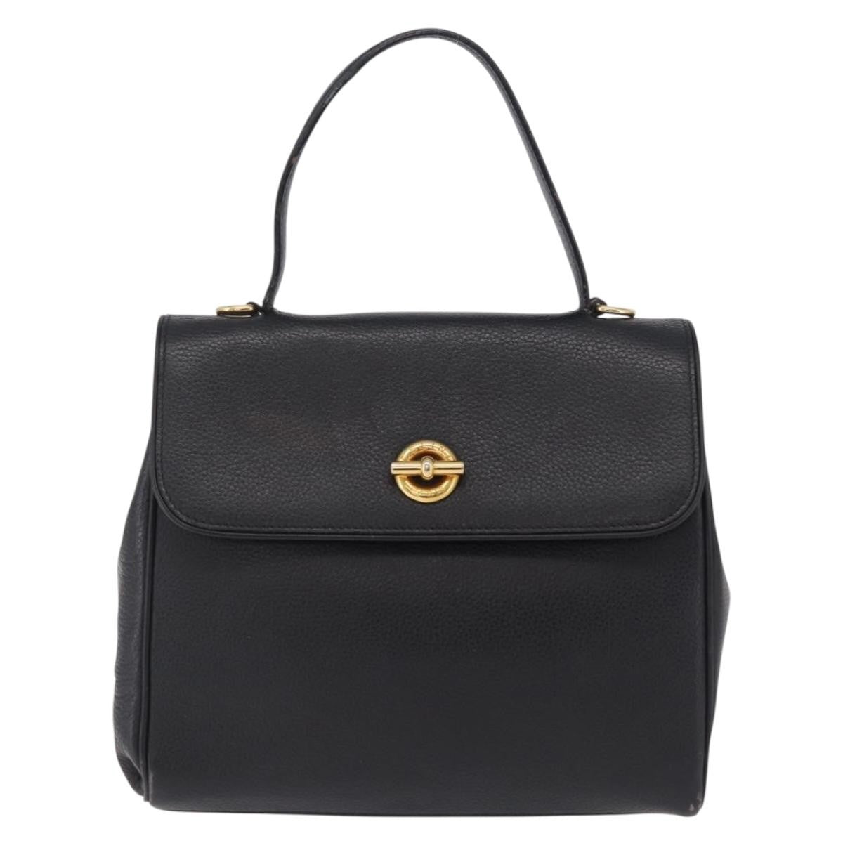 Celine Top Handle Leather Black Leather Handbag (Pre-Owned)