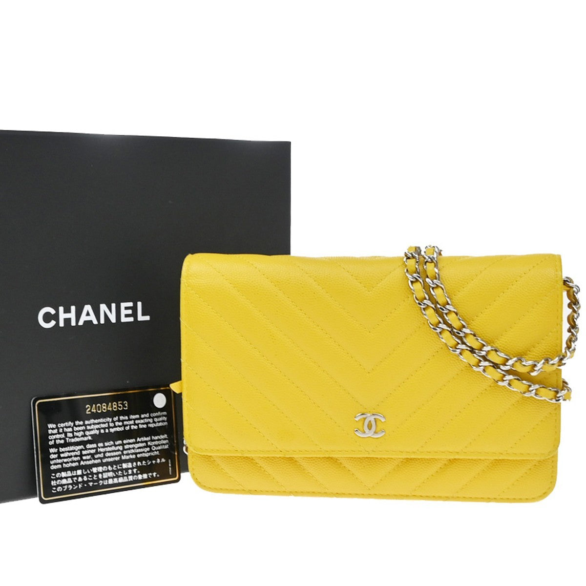 Chanel Wallet On Chain Quilted Caviar Yellow Calfskin Crossbody Bag Bag (Pre-Owned)