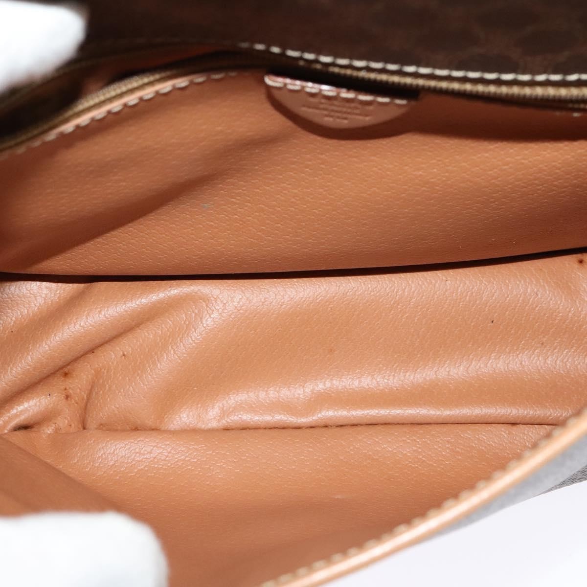 Celine Vintage Macadam Circle Logo Canvas And Leather Brown Canvas Shoulder Bag Bag (Pre-Owned)