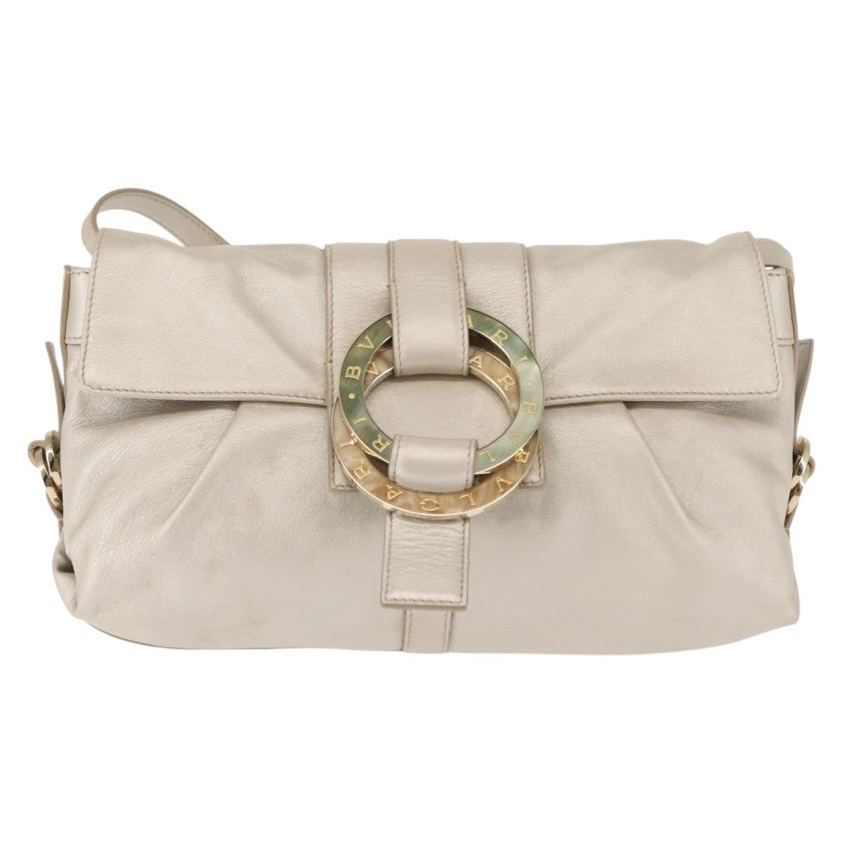 Bvlgari Chandra Flap Leather Silver Leather Bag (Pre-Owned)