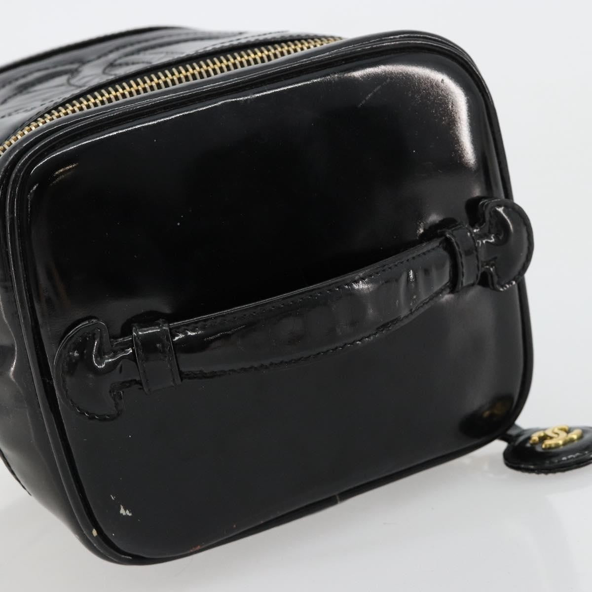 Chanel Vintage Timeless Cosmetic Case Patent Black Patent_Leather Handbag (Pre-Owned)