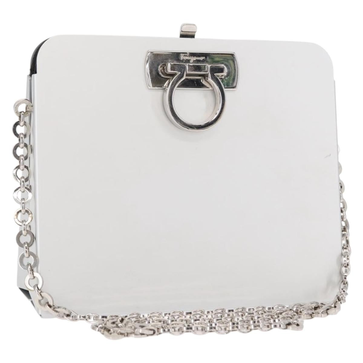 Salvatore Ferragamo Vintage Gancini Chain Leather Silver Stainless_Steel Shoulder Bag Bag (Pre-Owned)