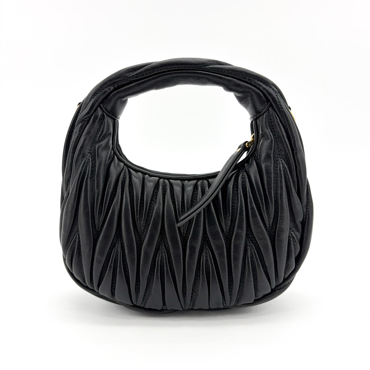 Miu Miu Wander Hobo Matelasse Leather Black Leather Shoulder Bag Bag (Pre-Owned)