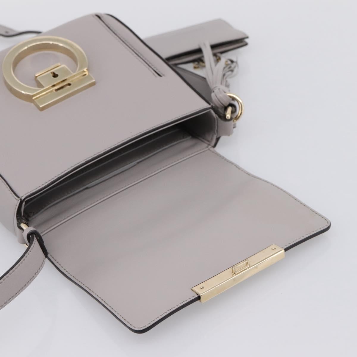 Salvatore Ferragamo Tassel Gancini Lock Flap Leather Gray Leather Shoulder Bag Bag (Pre-Owned)