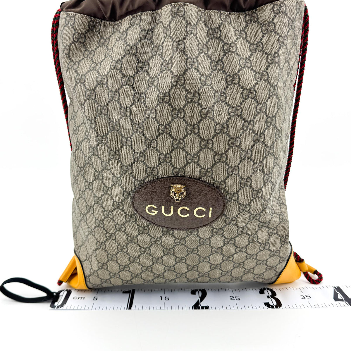 Gucci Neo Vintage Drawstring Gg Coated Canvas Brown Canvas Backpack Bag (Pre-Owned)