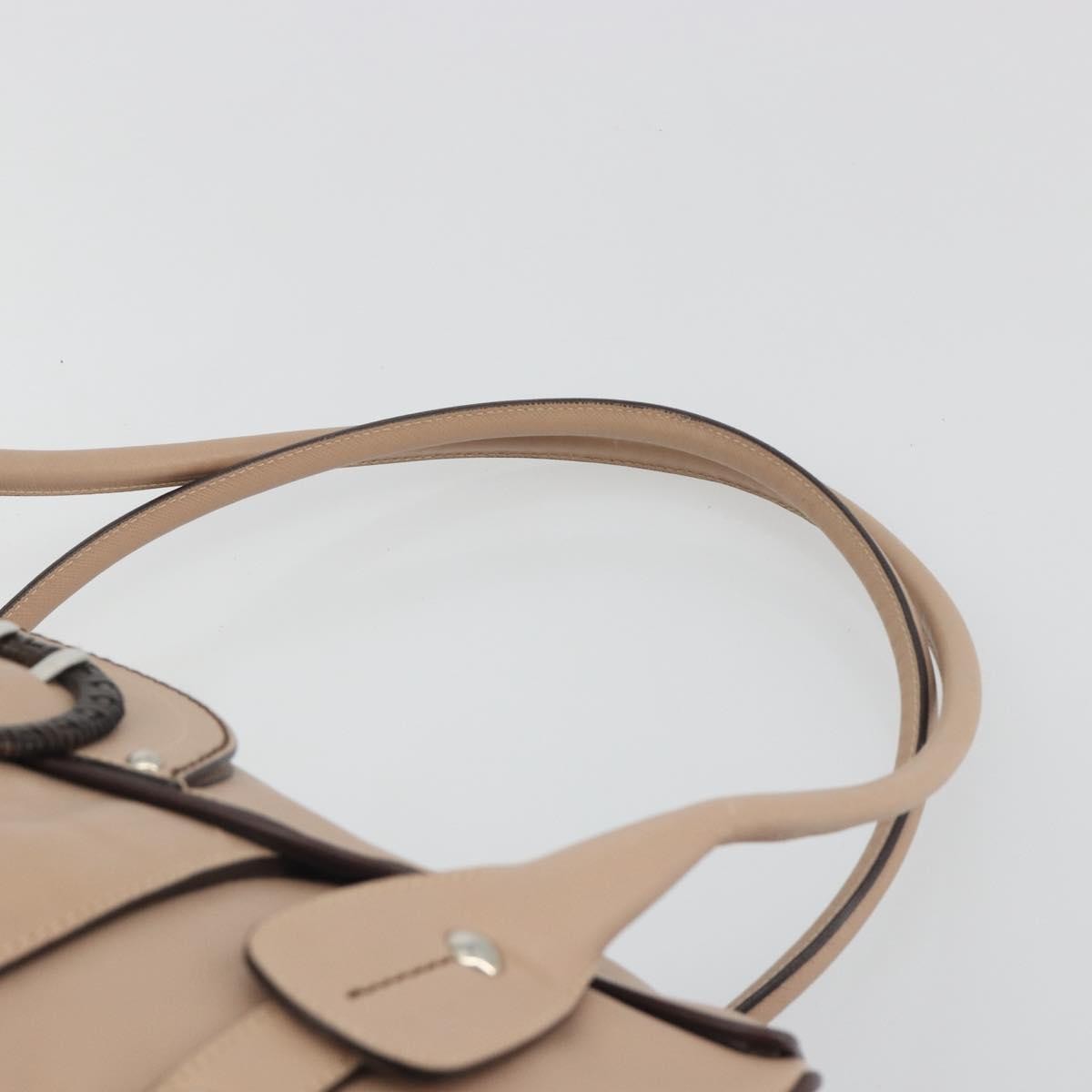 Salvatore Ferragamo Gancini Leather Beige Leather Crossbody Bag Bag (Pre-Owned)