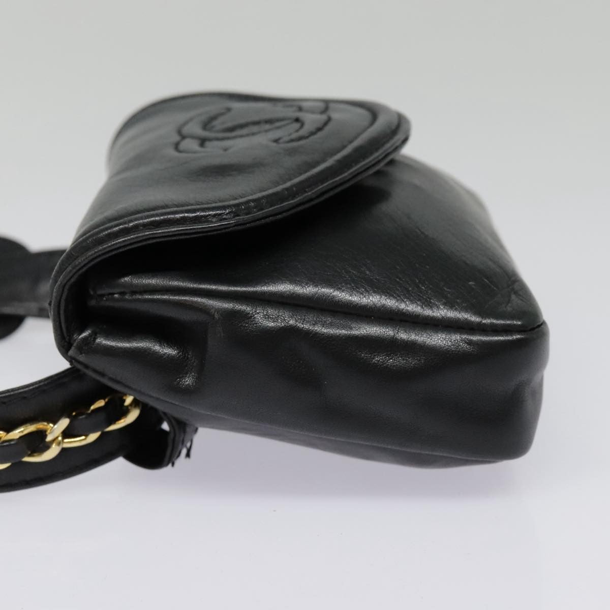 Chanel Chain Envelope Belt Quilted Calfskin Black Leather Clutche & Pouche Bag (Pre-Owned)