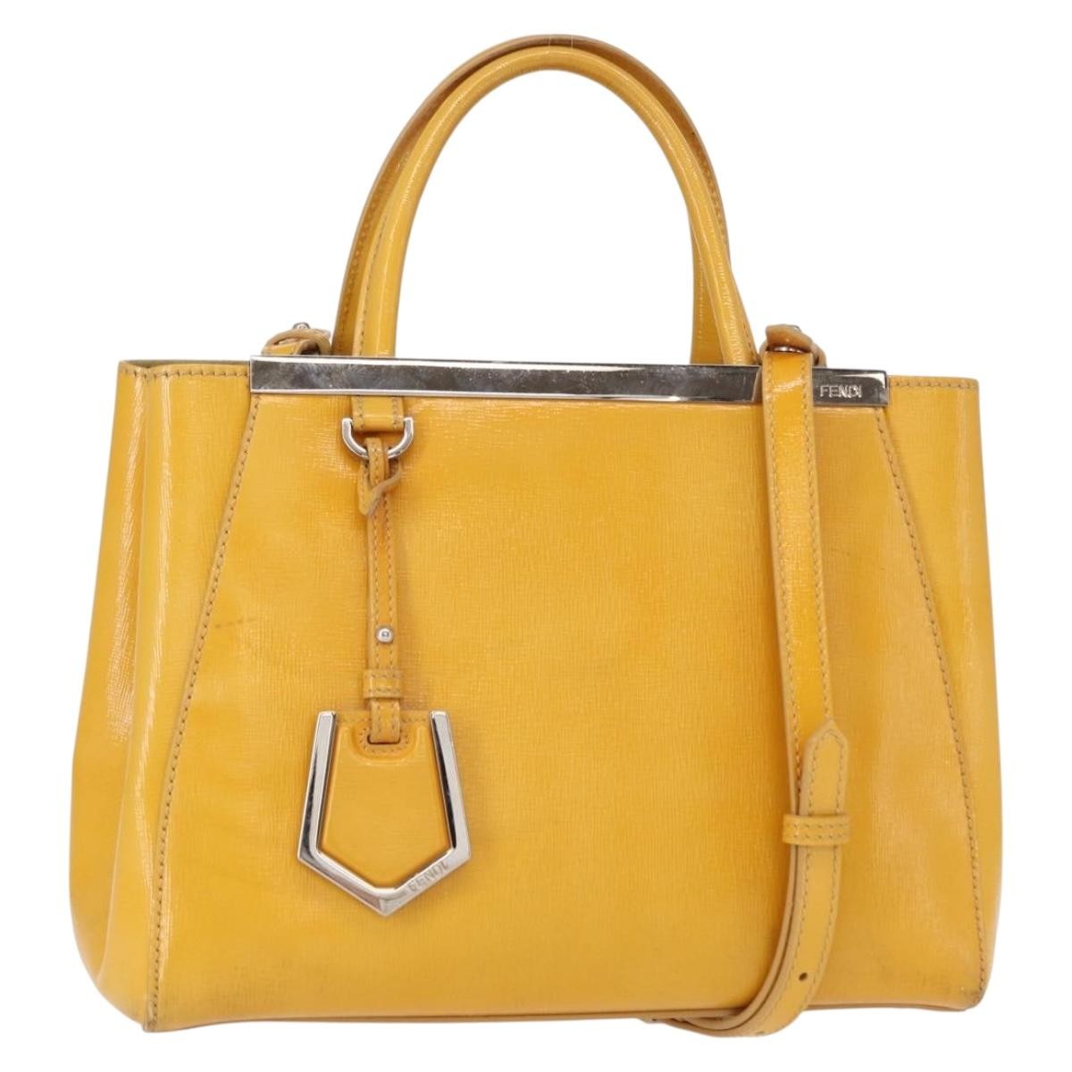 Fendi 2Jours Leather Yellow Leather Handbag (Pre-Owned)