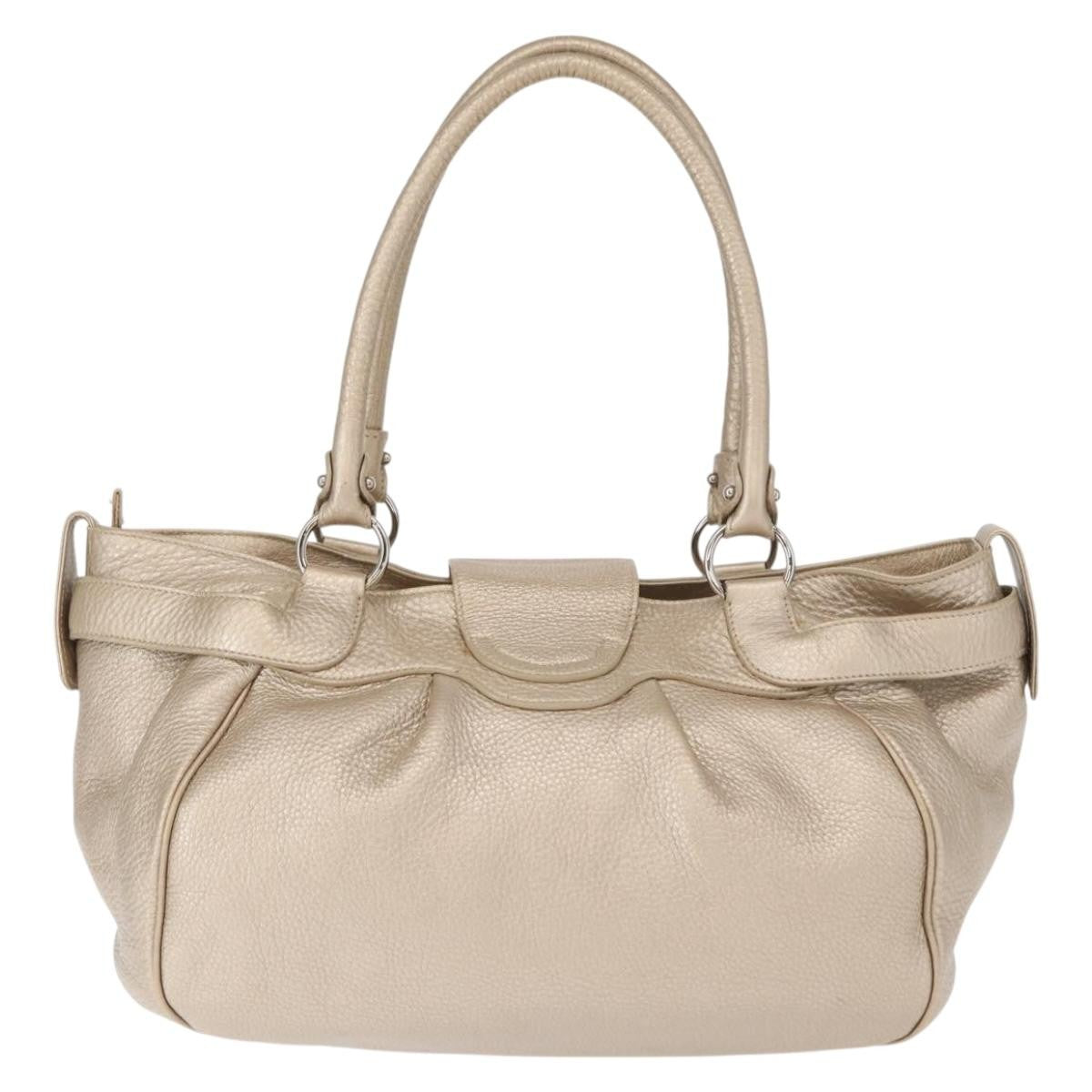 Salvatore Ferragamo Gancini Leather Gold Leather Handbag (Pre-Owned)