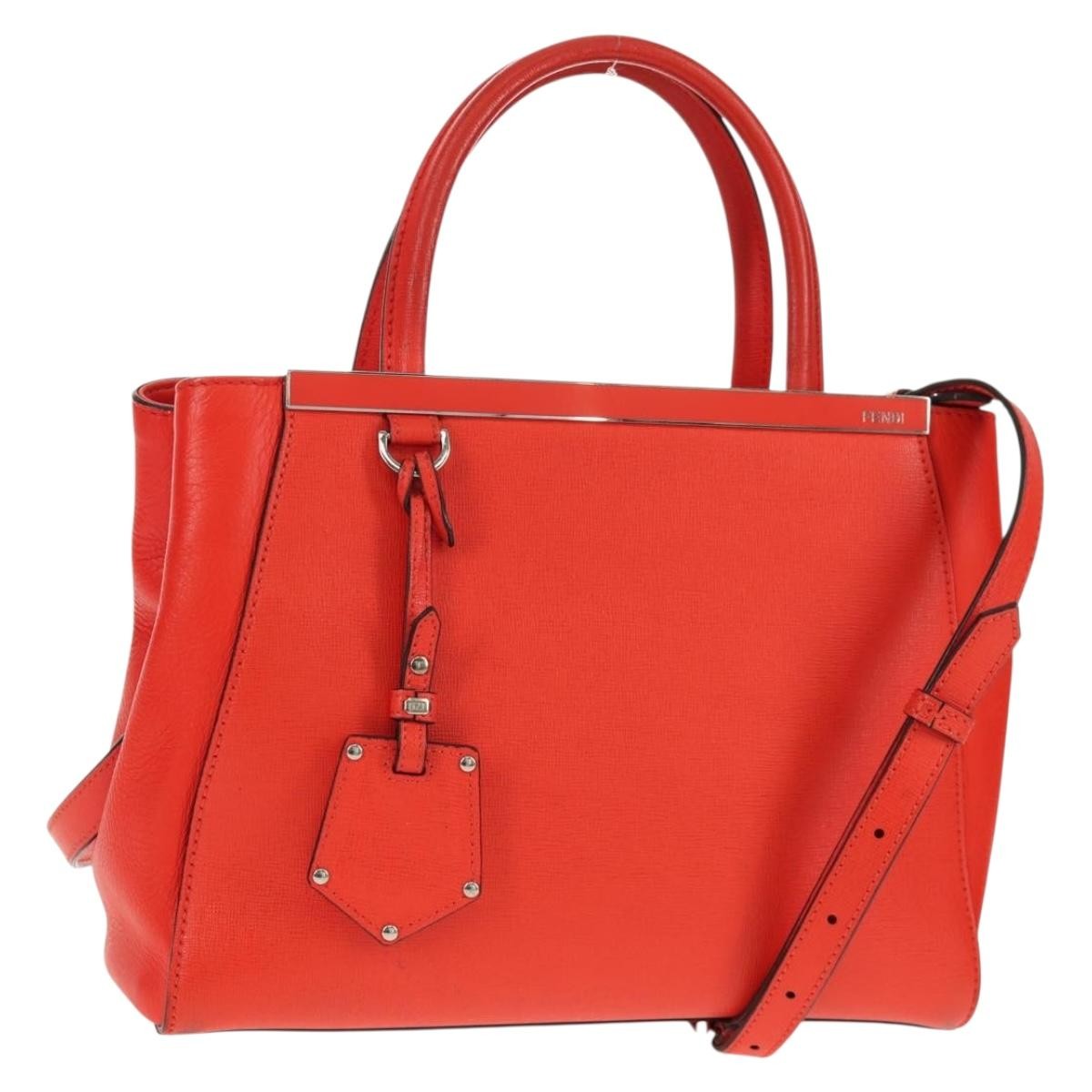 Fendi 2Jours Leather Red Leather Tote Bag Bag (Pre-Owned)