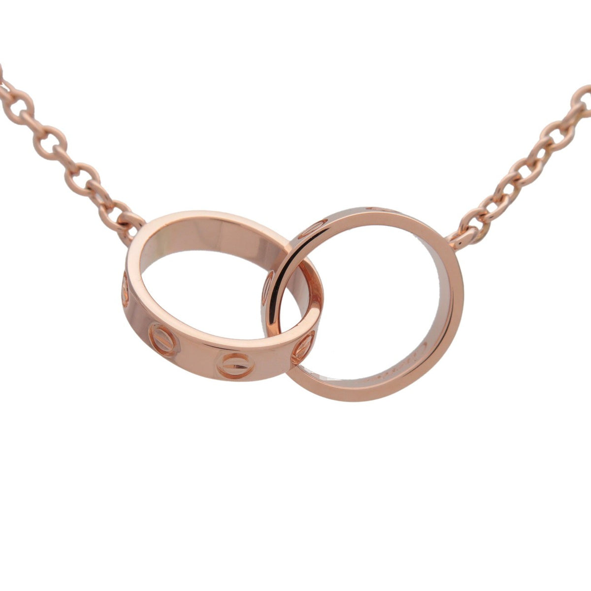 Cartier Love Interlocking 18K Rose Gold Pink Rose_Gold Necklace Jewelry (Pre-Owned)