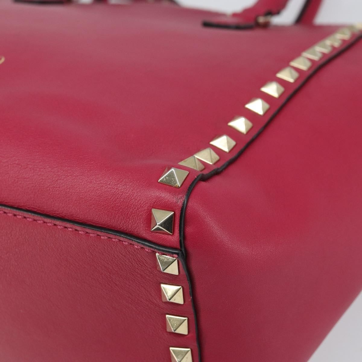 Valentino Garavani 1975 Rockstud Striped Leather Pink Leather Tote Bag Bag (Pre-Owned)