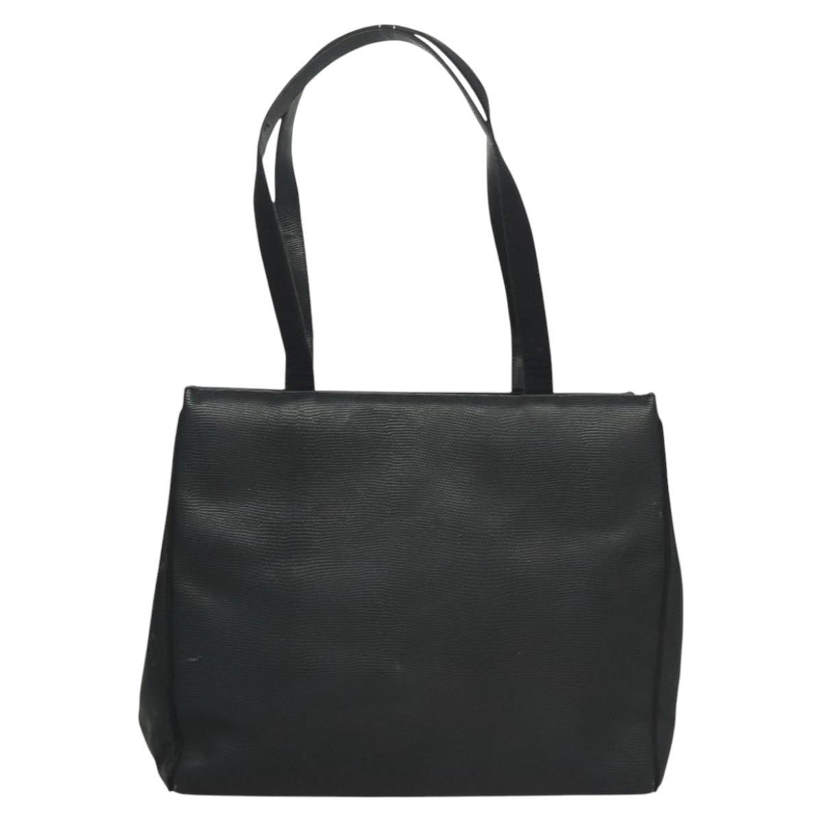 Salvatore Ferragamo Vintage Vara Bow Tote Lizard Embossed Leather Navy Leather Tote Bag Bag (Pre-Owned)
