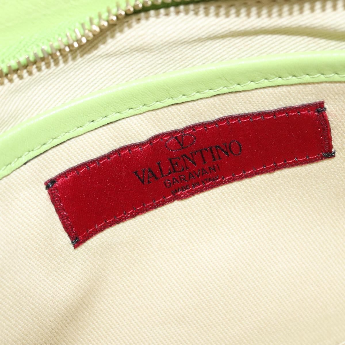 Valentino Garavani Rockstud Wristlet Leather Green Leather Clutche & Pouche Bag (Pre-Owned)
