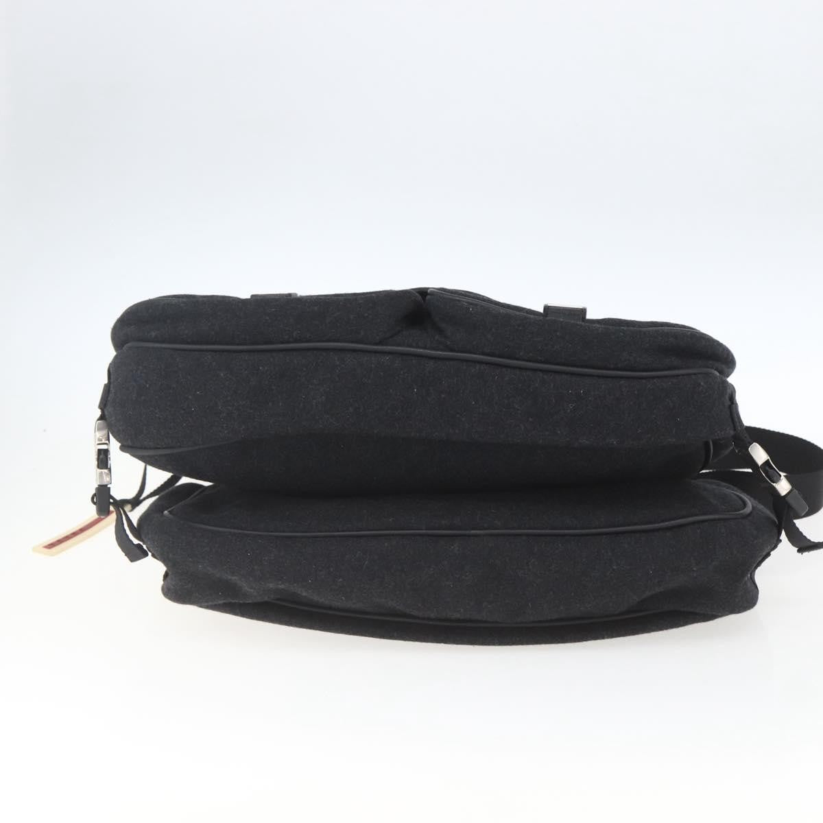 Prada Shoulder Wool Black Wool Shoulder Bag Bag (Pre-Owned)