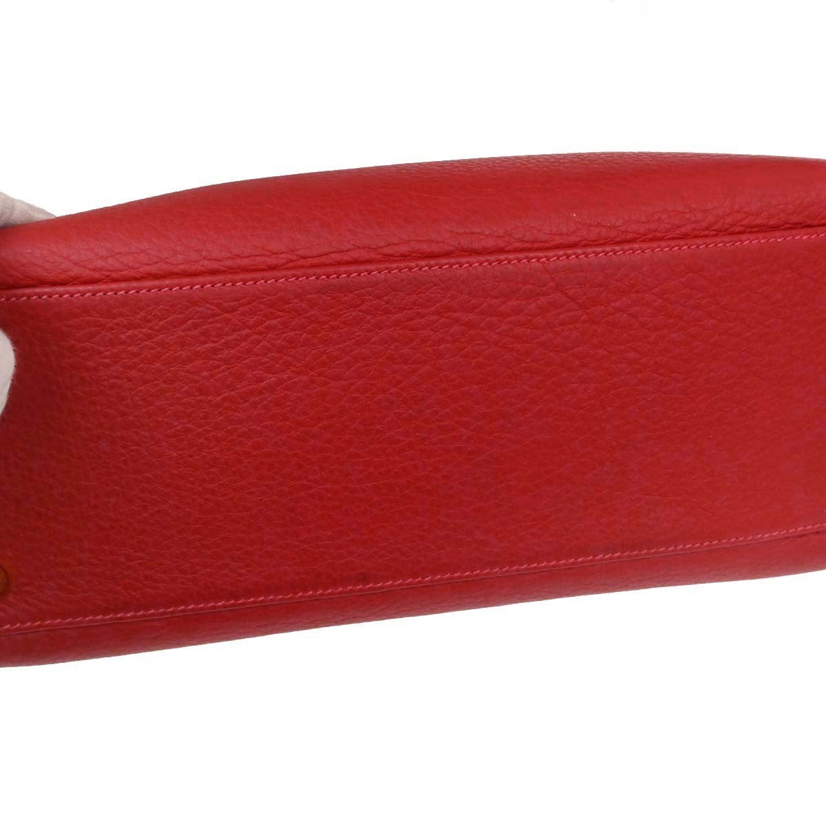 Hermes Kelly Red Togo With Gold Hardware Red Leather Handbag (Pre-Owned)