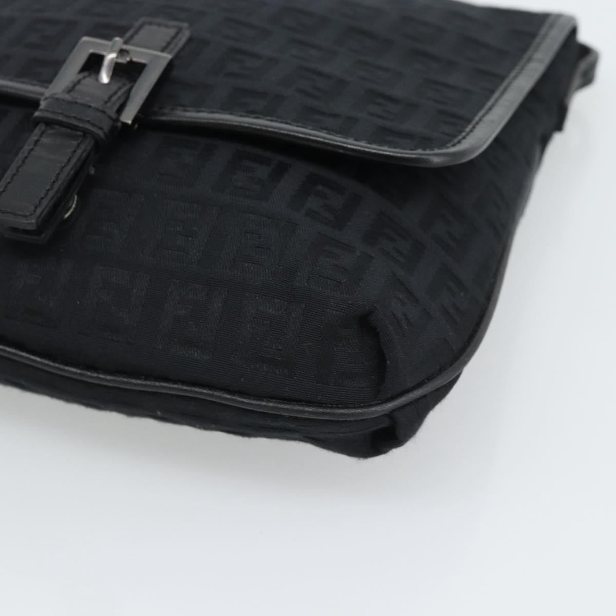 Fendi Shoulder Zucchino Canvas Black Canvas Shoulder Bag Bag (Pre-Owned)
