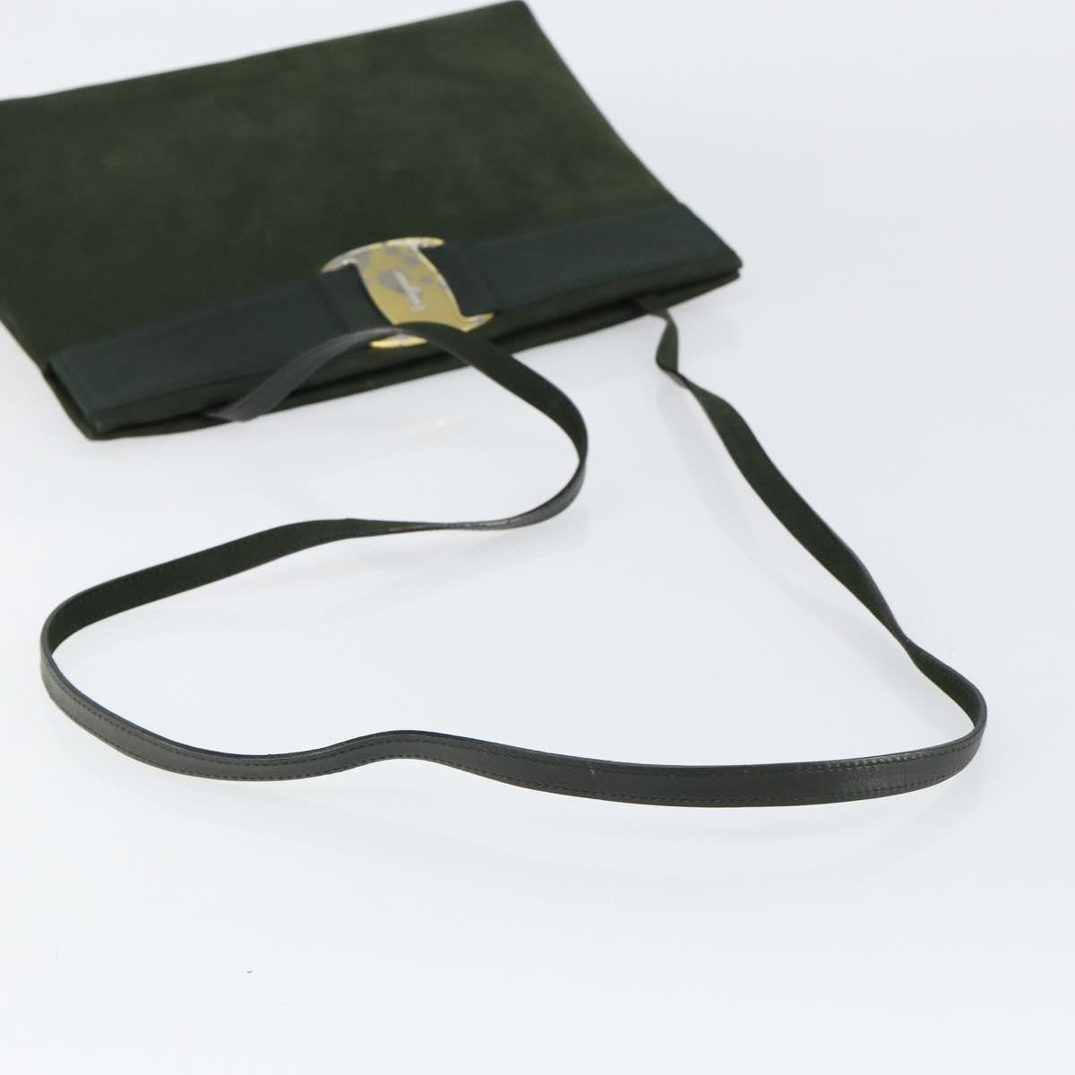 Salvatore Ferragamo Vala Suede Khaki Suede Shoulder Bag Bag (Pre-Owned)