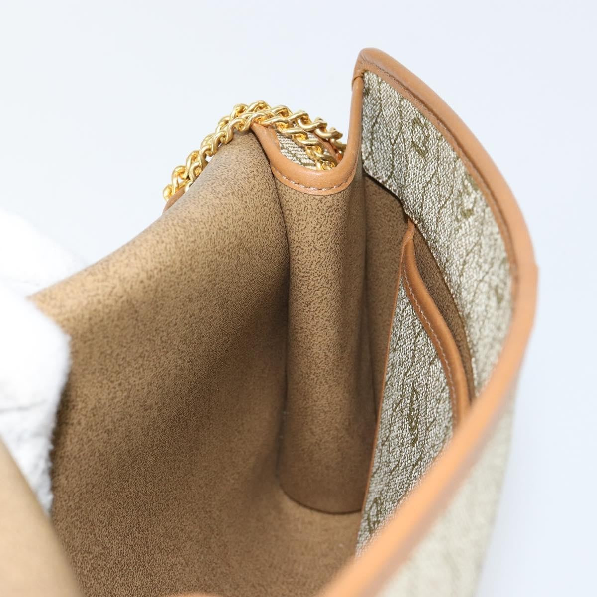 Christian Dior Vintage Honeycomb Chain Canvas Beige Canvas Shoulder Bag Bag (Pre-Owned)