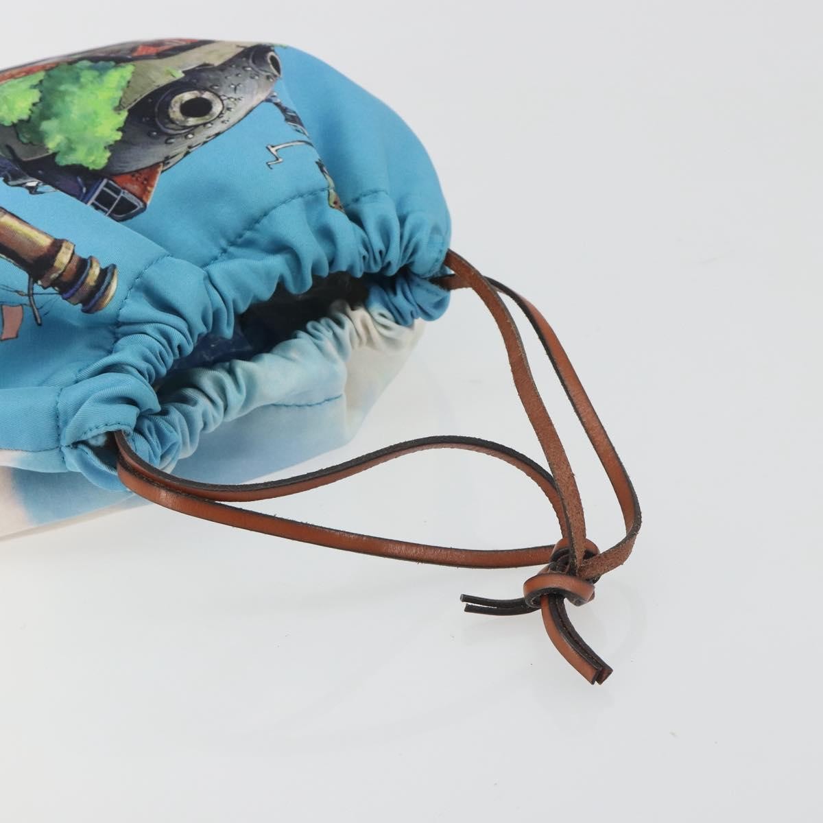 Loewe Paula Drawstring Printed Canvas Blue Nylon Clutche & Pouche Bag (Pre-Owned)