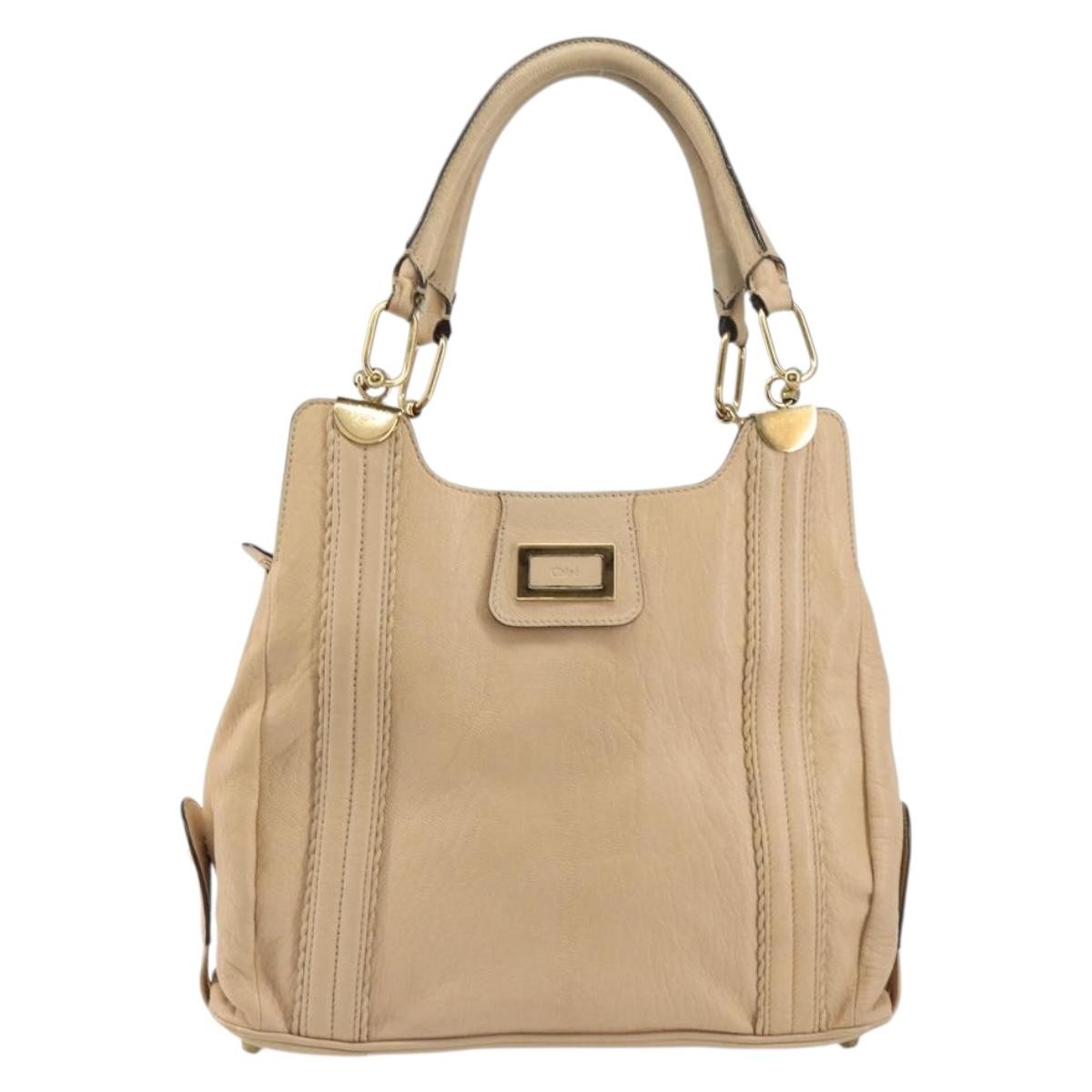 Chloe Vintage Leather Beige Leather Tote Bag Bag (Pre-Owned)
