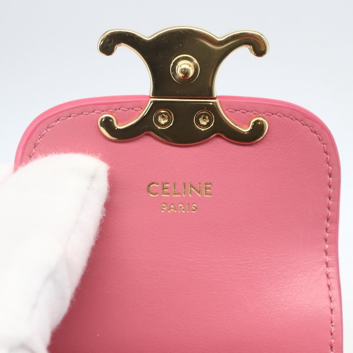 Celine Triomphe Shoulder Smooth Calfskin Pink Leather Shoulder Bag Bag (Pre-Owned)