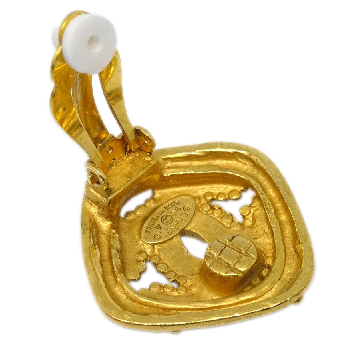Chanel Cc Rhombus Clip-On Metal Gold Gold_Plated Earrings Jewelry (Pre-Owned)