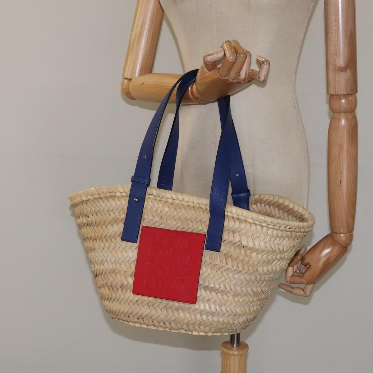 Loewe Basket Tote Raffia Beige Wood Bag (Pre-Owned)