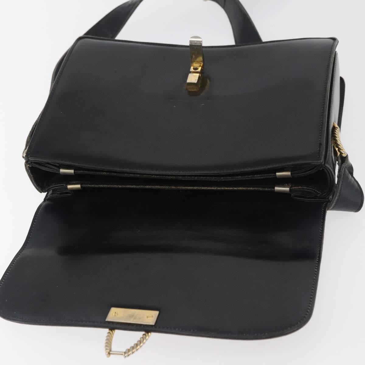 Celine Shoulder Leather Black Leather Shoulder Bag Bag (Pre-Owned)