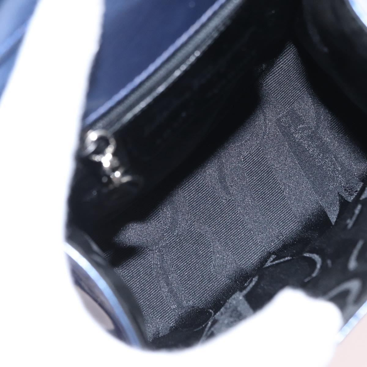Salvatore Ferragamo Gancini Envelope Top Handle Leather Navy Patent_Leather Handbag (Pre-Owned)