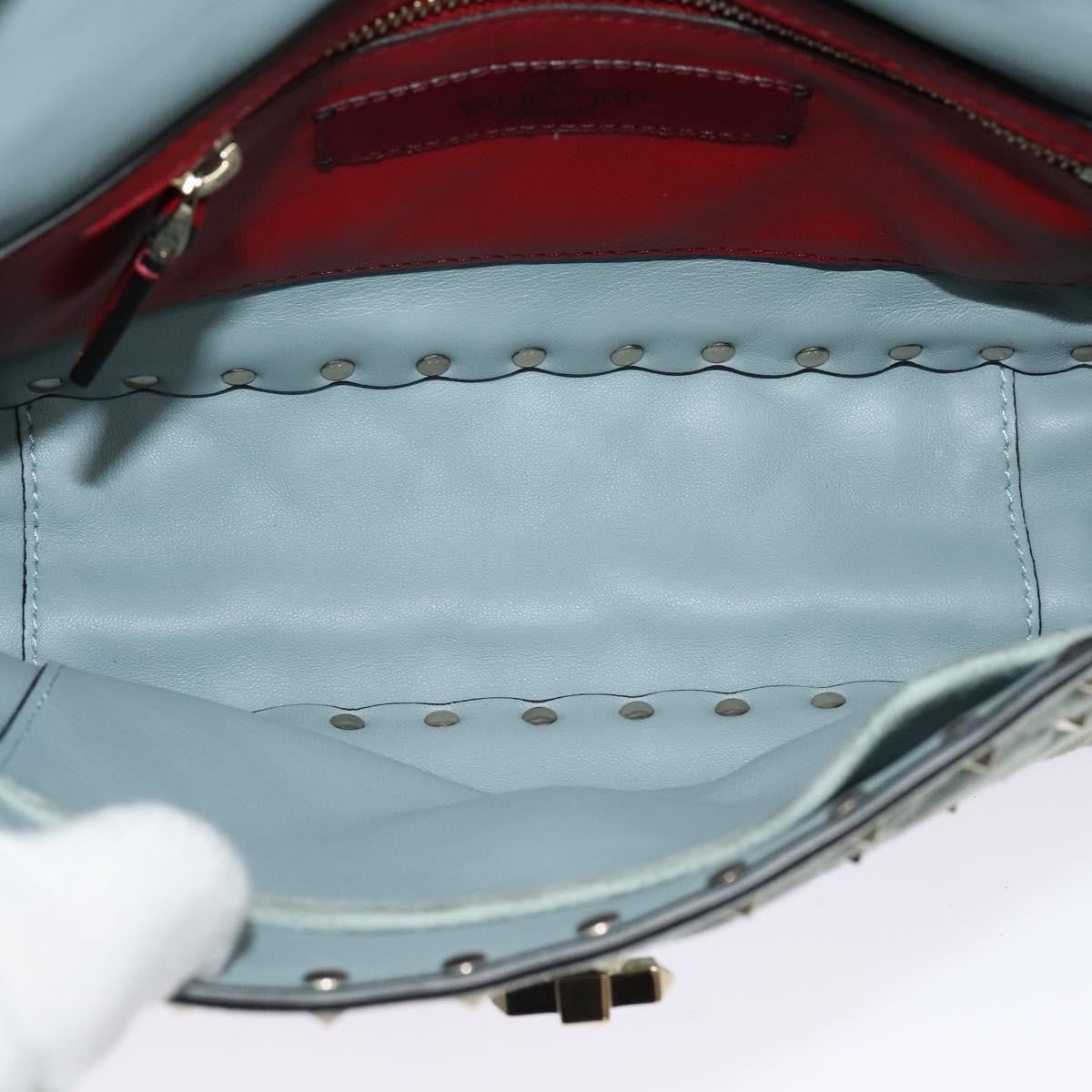 Valentino Garavani Rockstud Spike Flap Quilted Suede Blue Suede Handbag (Pre-Owned)