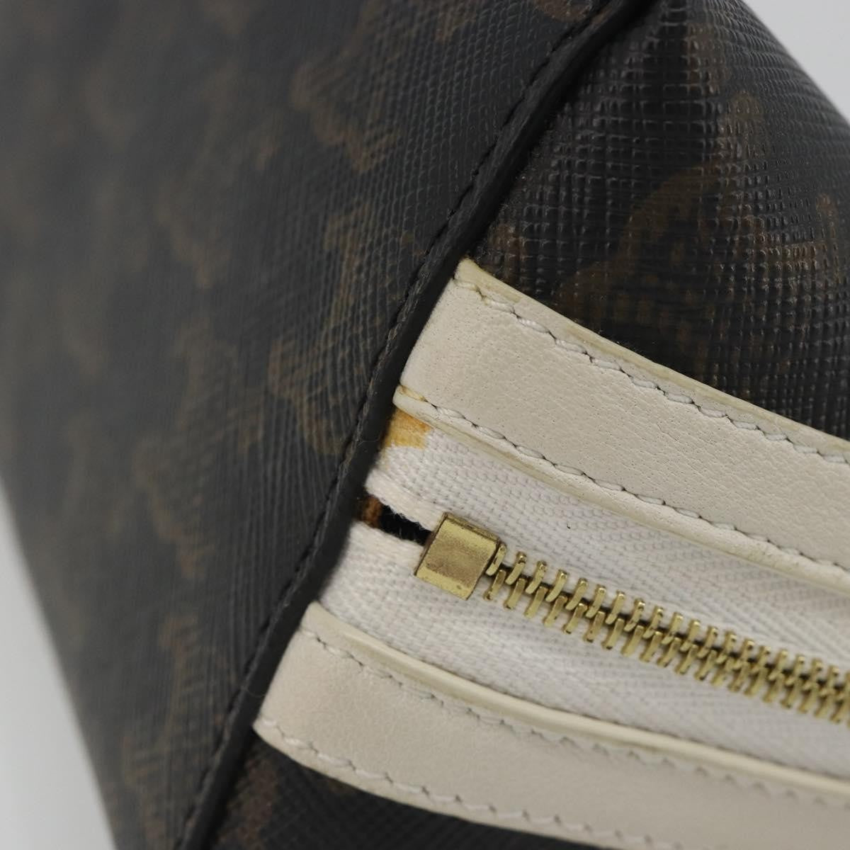 Celine Zip Around Chain Clutch Triomphe Coated Canvas Brown Canvas Clutche & Pouche Bag (Pre-Owned)