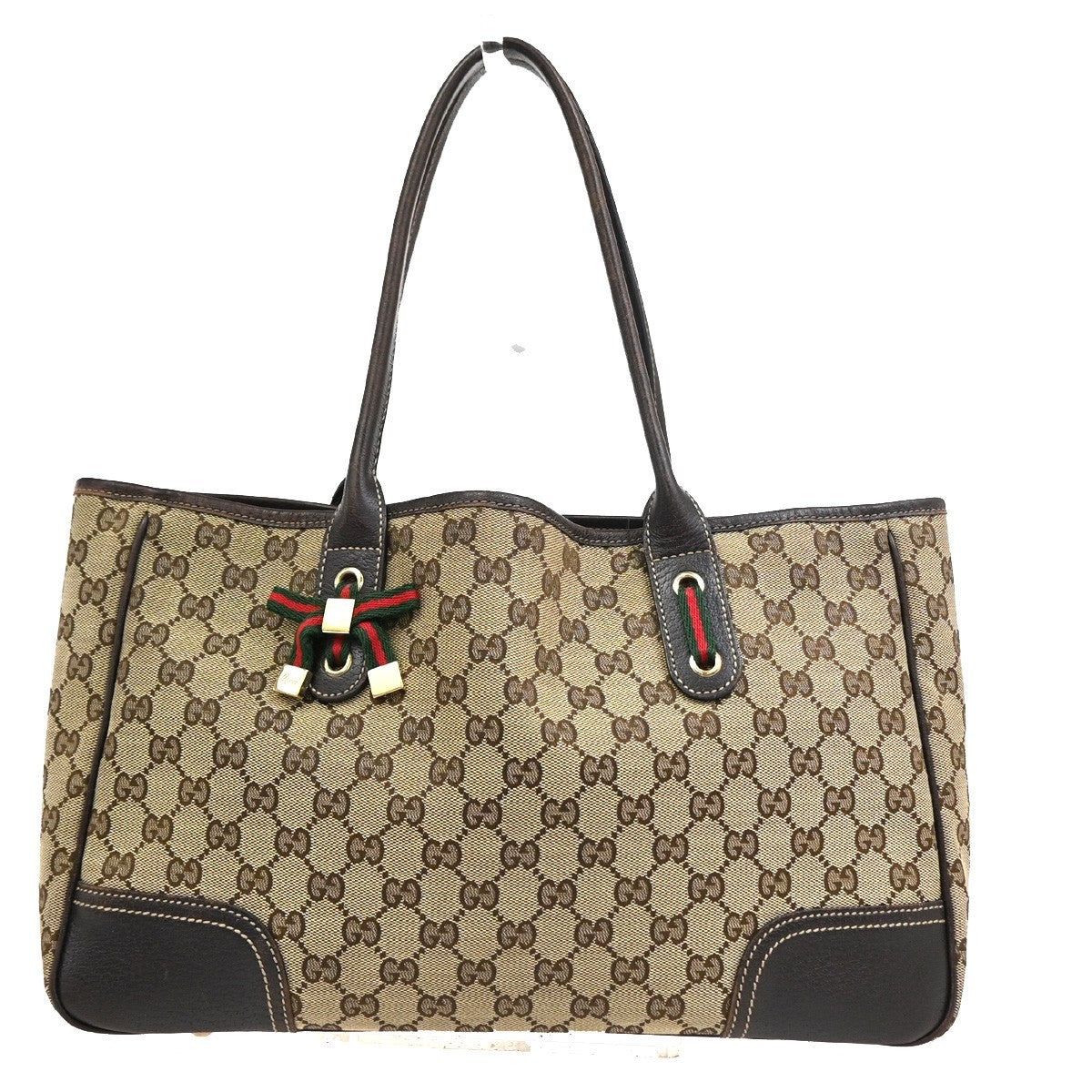 Gucci Princy Tote Gg Canvas And Leather Brown Canvas Tote Bag Bag (Pre-Owned)