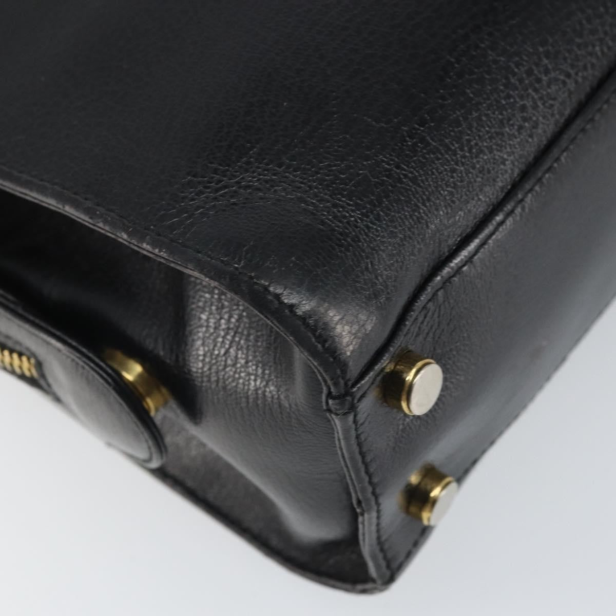 Salvatore Ferragamo Gancini Leather Black Leather Shoulder Bag Bag (Pre-Owned)