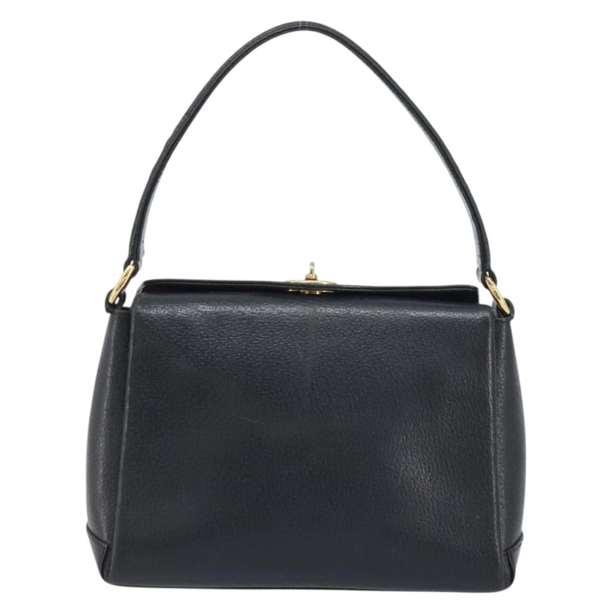 Gucci Vintage Convertible Bamboo Box Leather Black Leather Handbag (Pre-Owned)