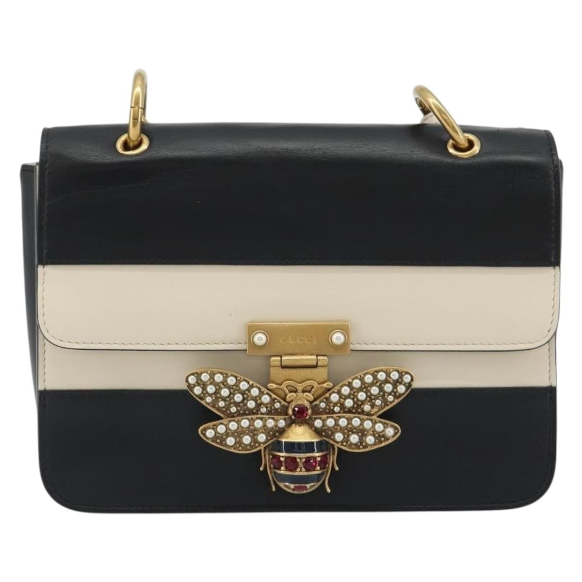 Gucci Queen Margaret Flap Colorblock Leather Black Leather Shoulder Bag Bag (Pre-Owned)