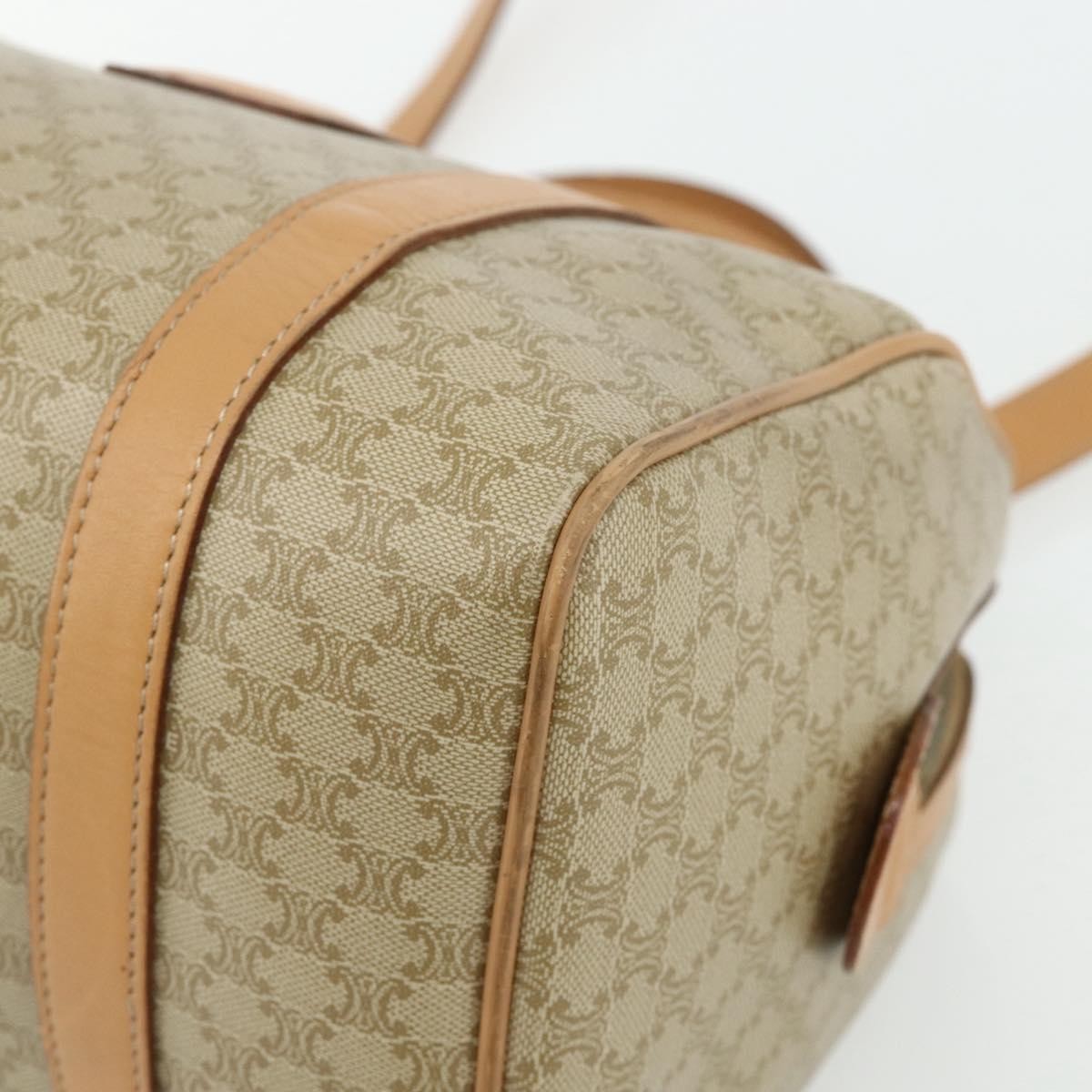 Celine Boston Triomphe Coated Canvas Beige Pvc Handbag (Pre-Owned)