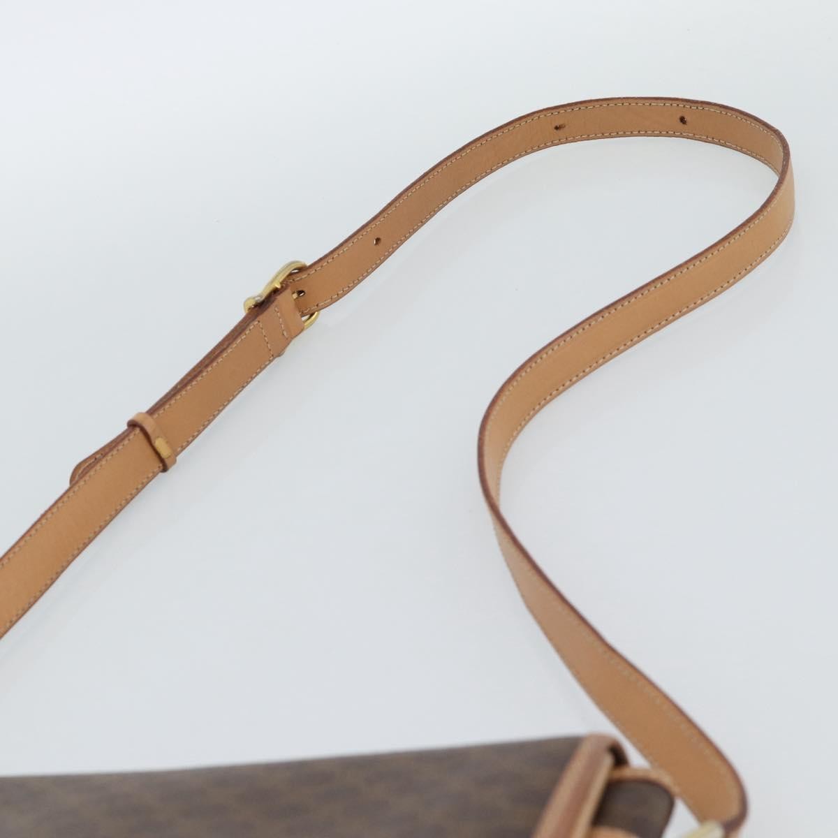 Celine Vintage Macadam Canvas And Leather Brown Canvas Shoulder Bag Bag (Pre-Owned)