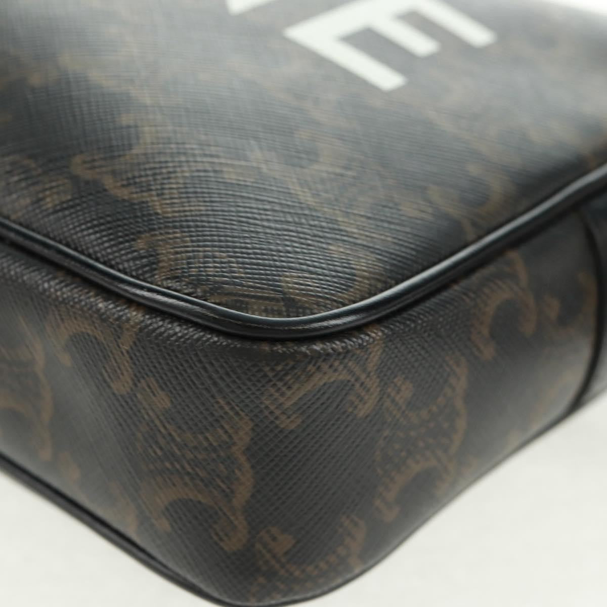 Celine Logo Messenger Triomphe Coated Canvas Black Pvc Shoulder Bag Bag (Pre-Owned)
