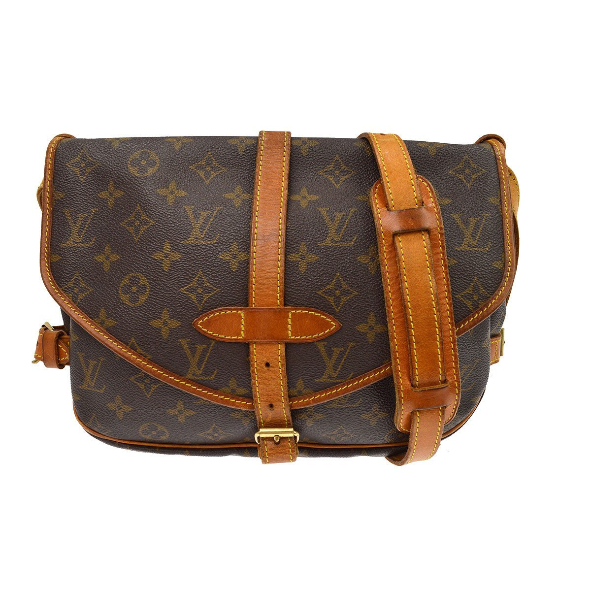 Louis Vuitton Saumur Monogram Canvas Brown Canvas Shoulder Bag Bag (Pre-Owned)