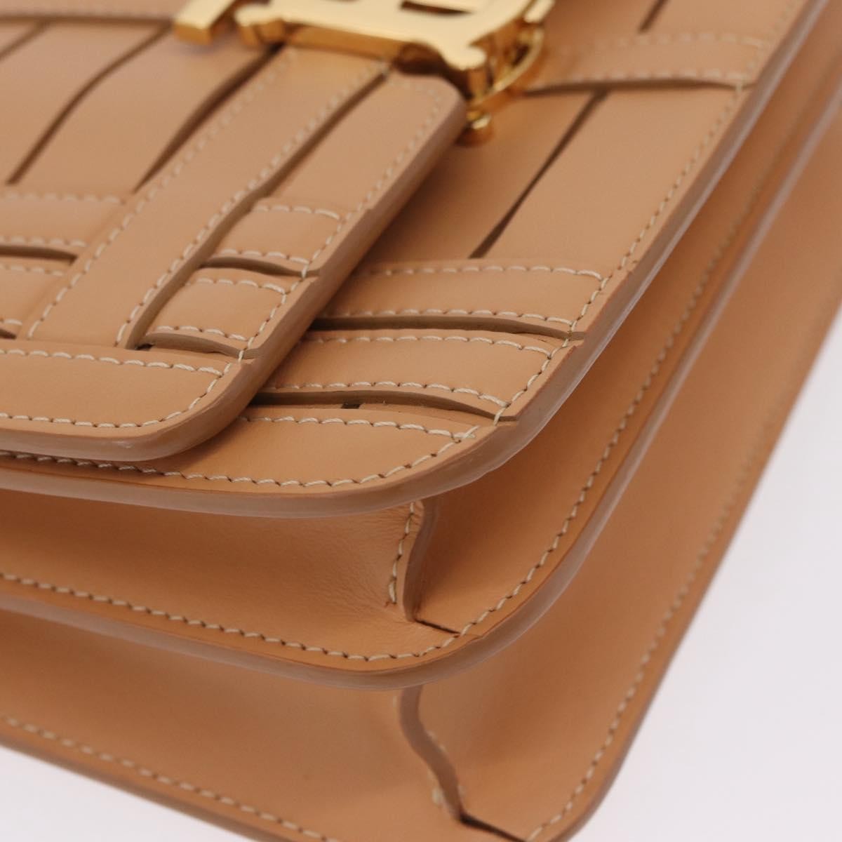 Burberry Tb Flap Woven Leather Beige Leather Handbag (Pre-Owned)