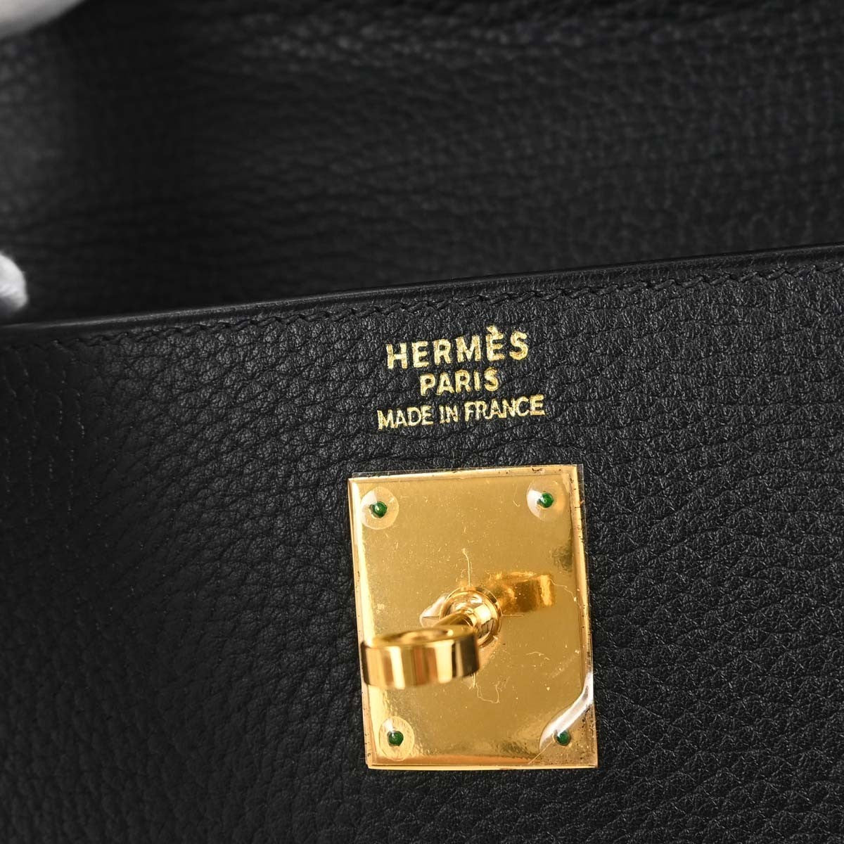 Hermes Kelly Black Ardennes With Gold Hardware Black Leather Handbag (Pre-Owned)
