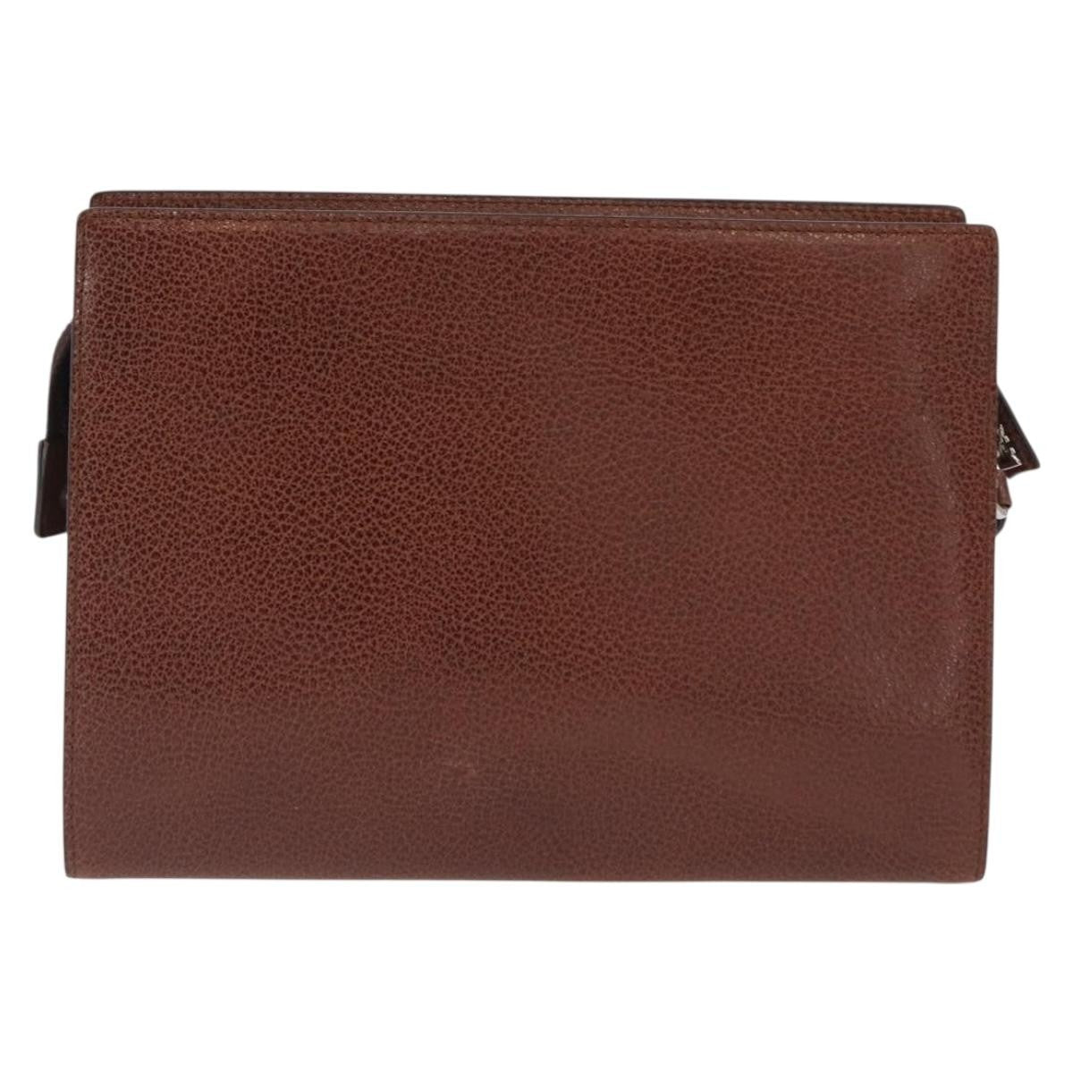 Salvatore Ferragamo Vintage Clutch Leather Brown Leather Clutche & Pouche Bag (Pre-Owned)