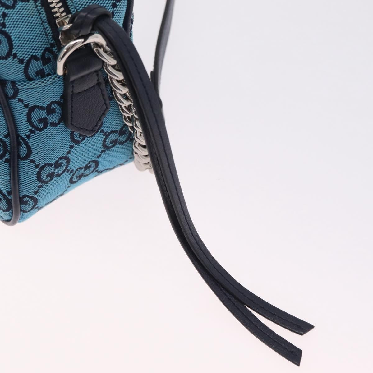 Gucci Gg Marmont Multicolor Diagonal Quilted Gg Canvas Blue Canvas Shoulder Bag Bag (Pre-Owned)