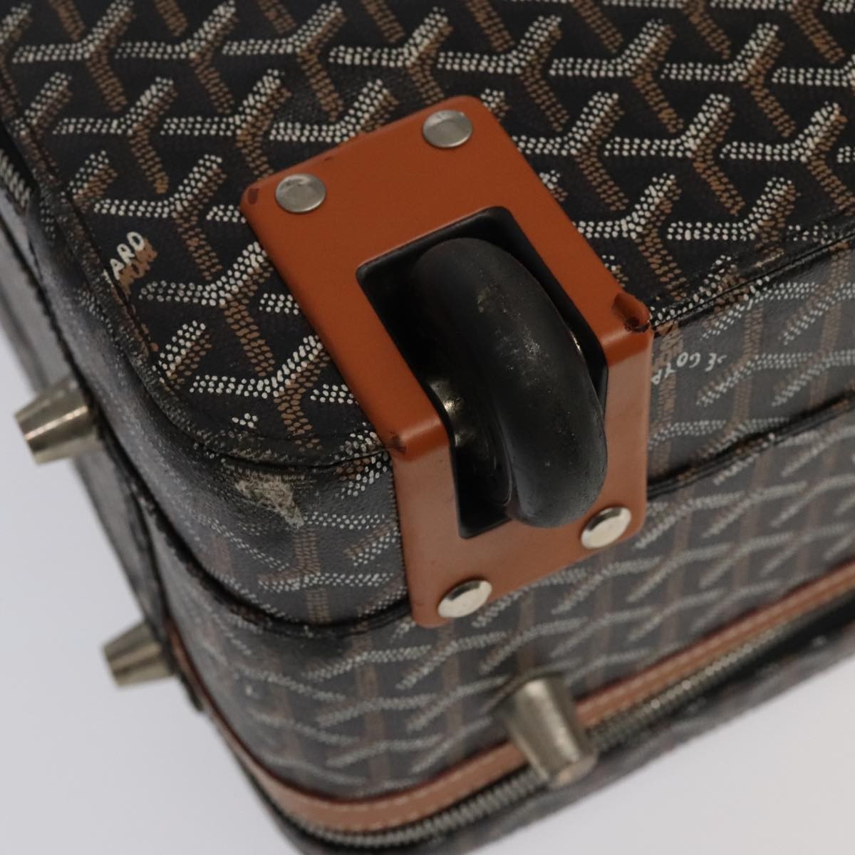 Goyard Bourget Trolley Rolling Luggage Coated Canvas Brown Pvc Travel Bag Bag (Pre-Owned)