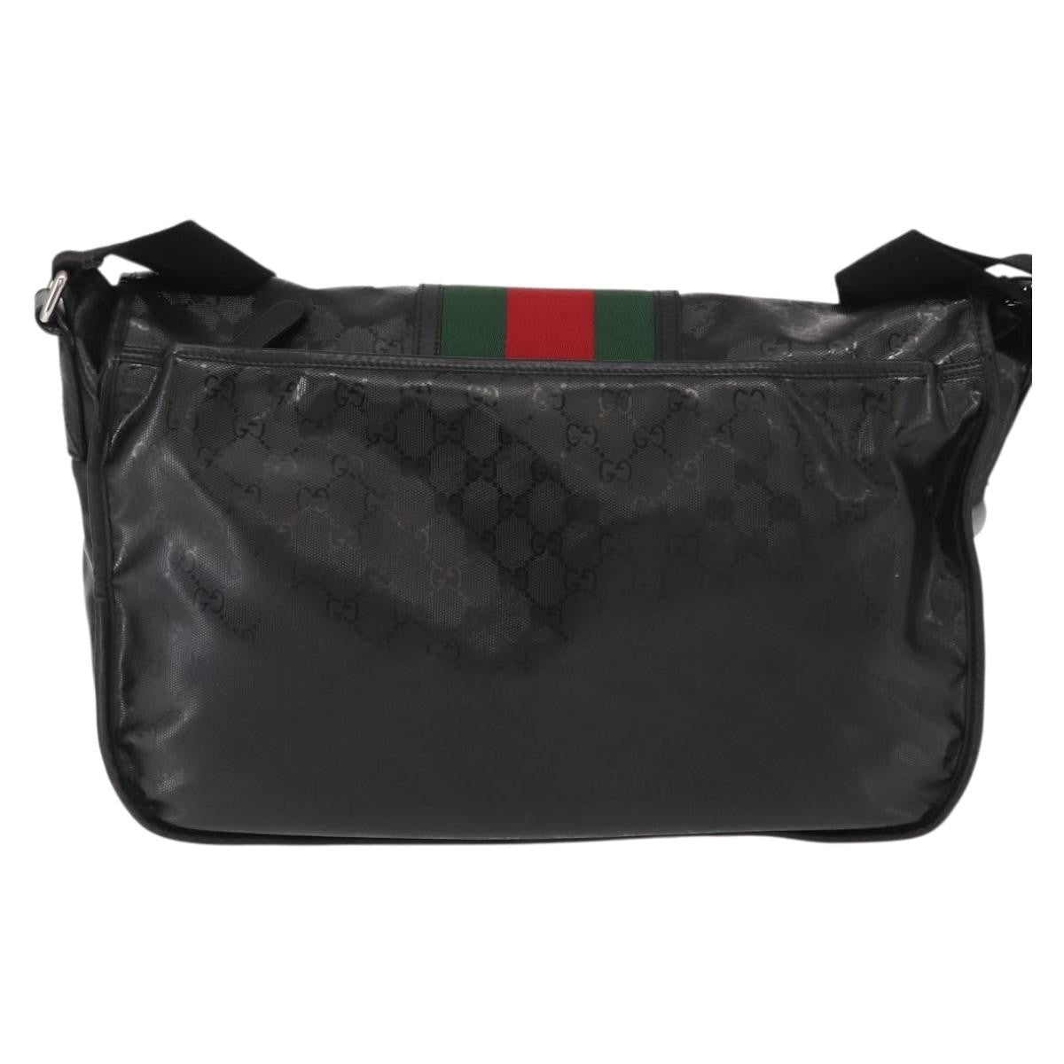 Gucci 500 Web Double Buckle Messenger Gg Imprime Black Canvas Shoulder Bag Bag (Pre-Owned)