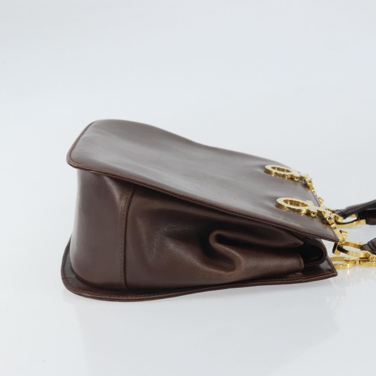 Salvatore Ferragamo Gancini Leather Brown Leather Handbag (Pre-Owned)