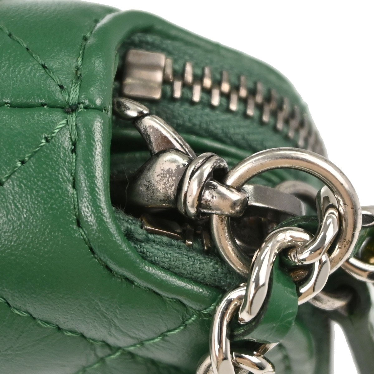 Chanel Gabrielle Double Zip Clutch With Chain Quilted Goatskin And Patent Green Leather Clutche & Pouche Bag (Pre-Owned)
